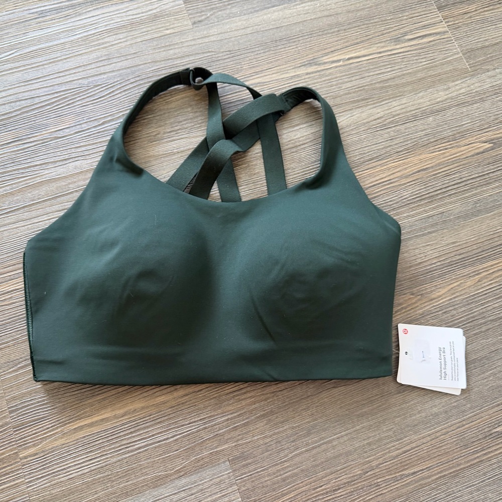 Lululemon Wokenup Energy High Support Bra – Size 36DD, Dark Green